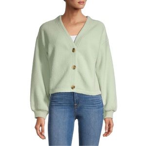 Madewell (Re)sourced Fleece Crop Cardigan in Sunfaded Mint (Green)
